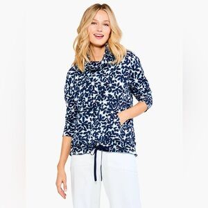 NWOT NIC+ZOE Blooming Blues Pocket Top, Sz PL ❤️